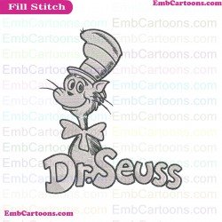 Dr Seuss Outline Silhouette The Cat In The Hat Embroidery Design