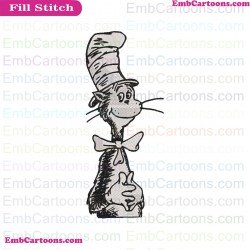 Dr Seuss Silhouette The Cat In The Hat Embroidery Design 1