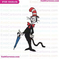 Dr Seuss The Cat In The Hat And Umbrella Embroidery Design