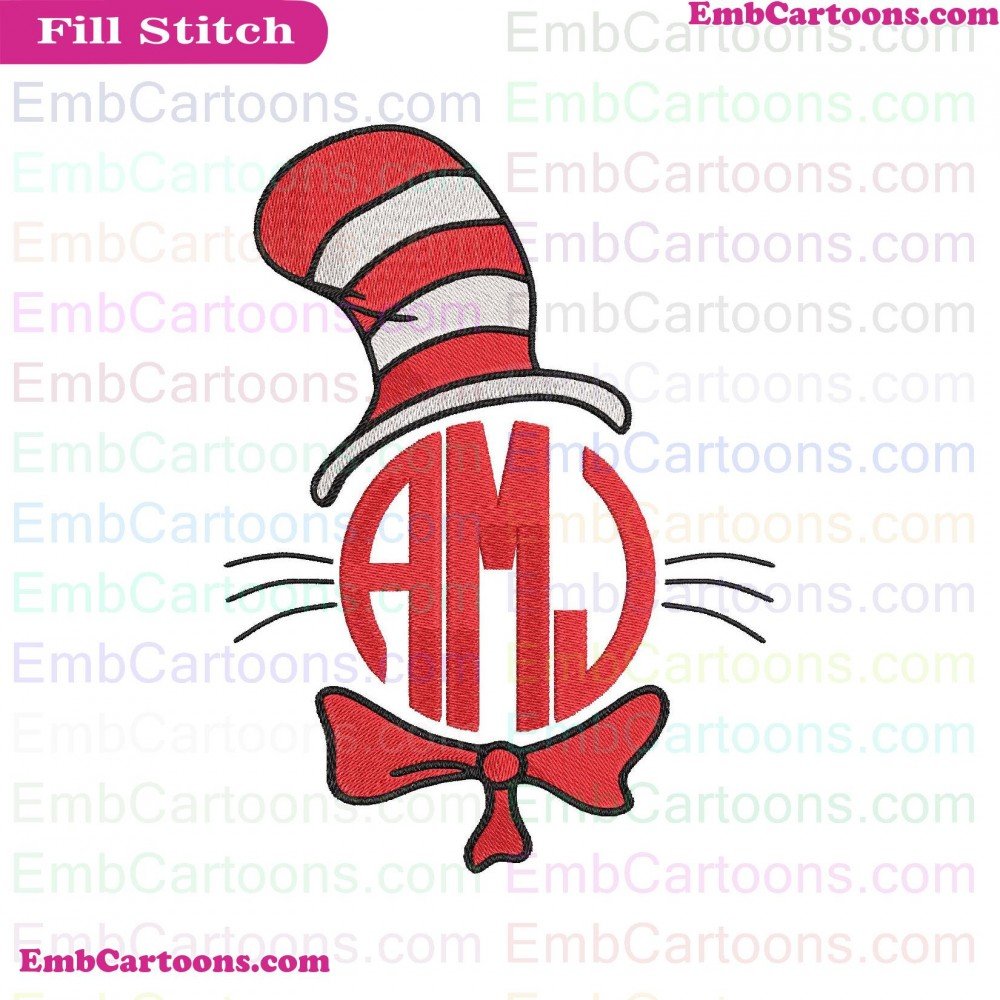 Dr Seuss Applique Design, Dr Seuss Embroidery Design, Seuss The Applique Design, Seuss The Embroidery Design, The Cat Applique Design, The Cat Embroidery Design, Cat In Applique Design, Cat In Embroidery Design, In The Applique Design, In The Embroidery D
