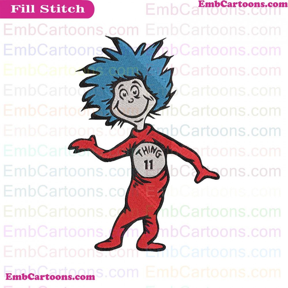 Dr Seuss Applique Design, Dr Seuss Embroidery Design, Seuss Thing Applique Design, Seuss Thing Embroidery Design, Thing 11 Applique Design, Thing 11 Embroidery Design, 11 Dr Applique Design, 11 Dr Embroidery Design, Seuss The Applique Design, Seuss The Em