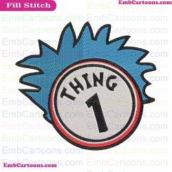 Dr Seuss Thing 1 With Circle Dr Seuss The Cat In The Hat Embroidery Design