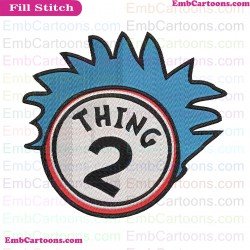 Dr Seuss Thing 2 With Circle Dr Seuss The Cat In The Hat Embroidery Design