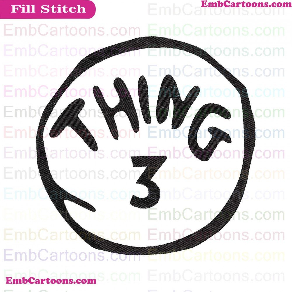 Dr Seuss Applique Design, Dr Seuss Embroidery Design, Seuss Thing Applique Design, Seuss Thing Embroidery Design, Thing 3 Applique Design, Thing 3 Embroidery Design, 3 Circle Applique Design, 3 Circle Embroidery Design, Circle Dr Applique Design, Circle D