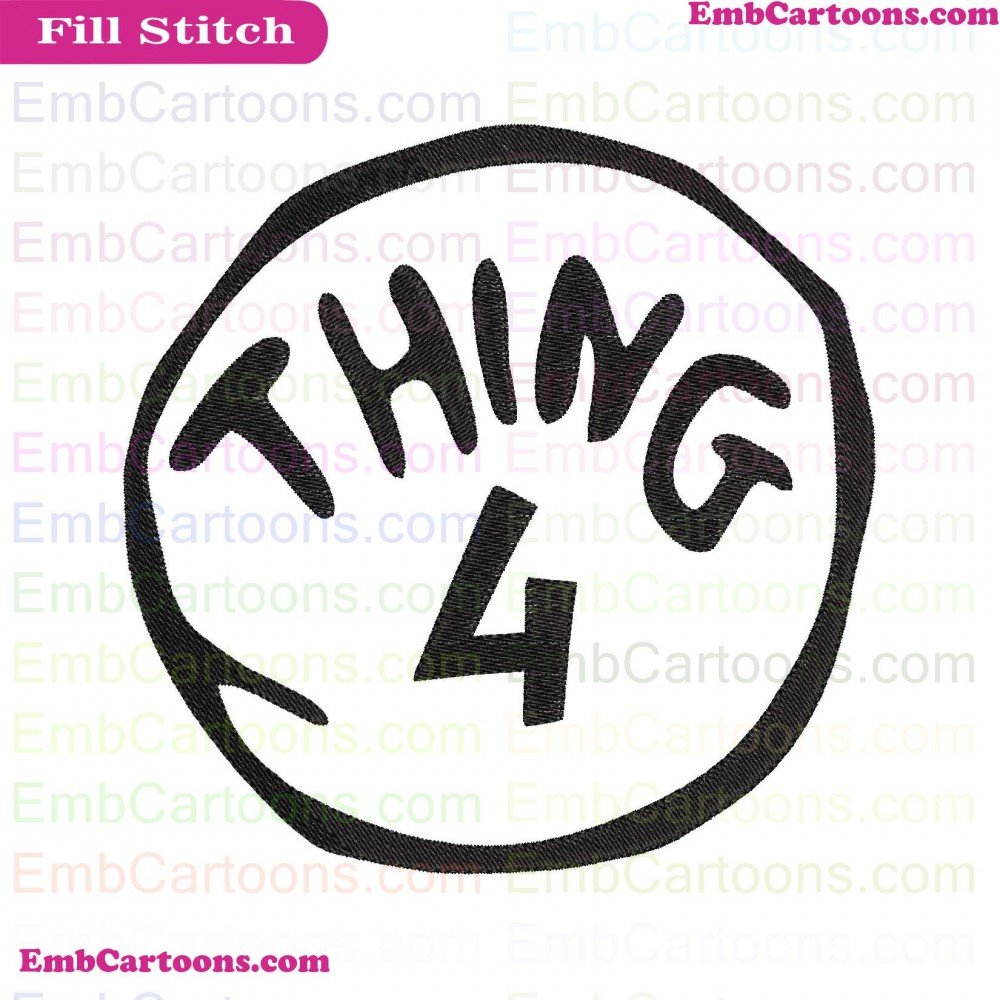Dr Seuss Applique Design, Dr Seuss Embroidery Design, Seuss Thing Applique Design, Seuss Thing Embroidery Design, Thing 4 Applique Design, Thing 4 Embroidery Design, 4 Circle Applique Design, 4 Circle Embroidery Design, Circle Dr Applique Design, Circle D