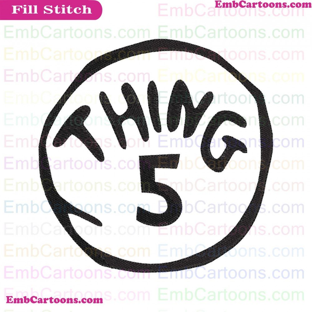 Dr Seuss Applique Design, Dr Seuss Embroidery Design, Seuss Thing Applique Design, Seuss Thing Embroidery Design, Thing 5 Applique Design, Thing 5 Embroidery Design, 5 Circle Applique Design, 5 Circle Embroidery Design, Circle Dr Applique Design, Circle D