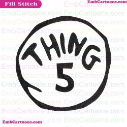 Dr Seuss Thing 5 Circle Dr Seuss The Cat In The Hat Embroidery Design