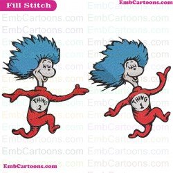 Dr Seuss Thing One And Two Running Dr Seuss The Cat In The Hat Embroidery Design