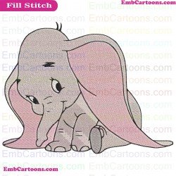 Dumbo Baby Elephant Embroidery Design 2
