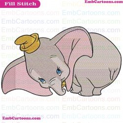 Dumbo Elephant Behind Embroidery Design