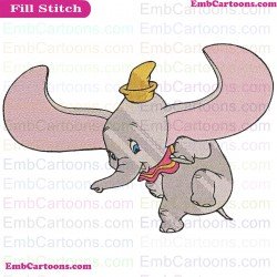 Dumbo Elephant Flying Embroidery Design