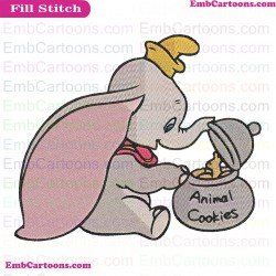 Dumbo Elephant In The Cookie Jar Embroidery Design