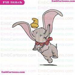 Dumbo Elephant Jumping For Joy Embroidery Design