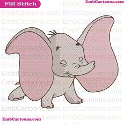Dumbo Elephant Listening Embroidery Design