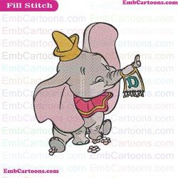 Dumbo Elephant Trumpeting Embroidery Design