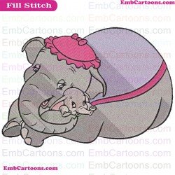 Dumbo With His Jumbo Mother Dumbo Embroidery Design