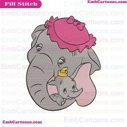 Dumbo With His Jumbo Mother Faces Dumbo Embroidery Design