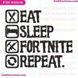 Eat Sleep Fortnite Repeat Fortnite Shirt Battle Royale Fortnite Legend Floss Like A Boss Silhouette Embroidery Design 2