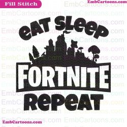 Eat Sleep Fortnite Repeat Svg Embroidery Design