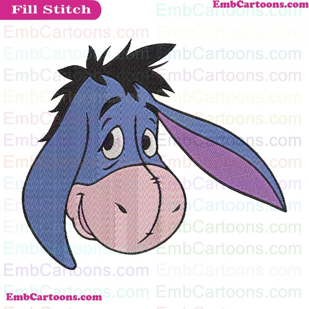 Eeyore Head Applique Design, Eeyore Head Embroidery Design, Head Donkey Applique Design, Head Donkey Embroidery Design, Donkey Winnie Applique Design, Donkey Winnie Embroidery Design, Winnie The Applique Design, Winnie The Embroidery Design, The Pooh Appl