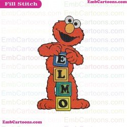 Elmo And Cubes Letters Alphabet E L M O Sesame Street Embroidery Design