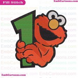 Elmo Face And Holds In His Hands Number 1 Sesame Street Embroidery Design