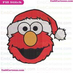 Elmo Face Christmas Hat Sesame Street Embroidery Design