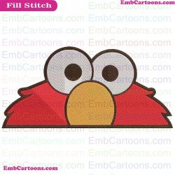 Elmo Peeking Face Sesame Street Embroidery Design
