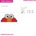 Elmo Peeking Face Sesame Street Embroidery Design