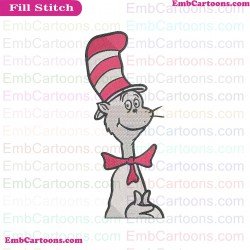 Face Dr Seuss The Cat In The Hat Embroidery Design 1