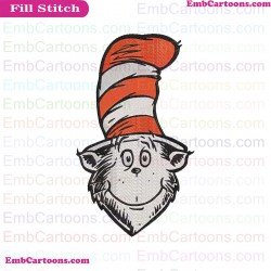 Face Dr Seuss The Cat In The Hat Embroidery Design 3