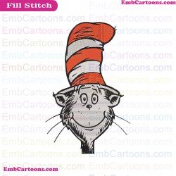 Face Dr Seuss The Cat In The Hat Embroidery Design 4