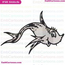 Fish Black And White Dr Seuss The Cat In The Hat Embroidery Design