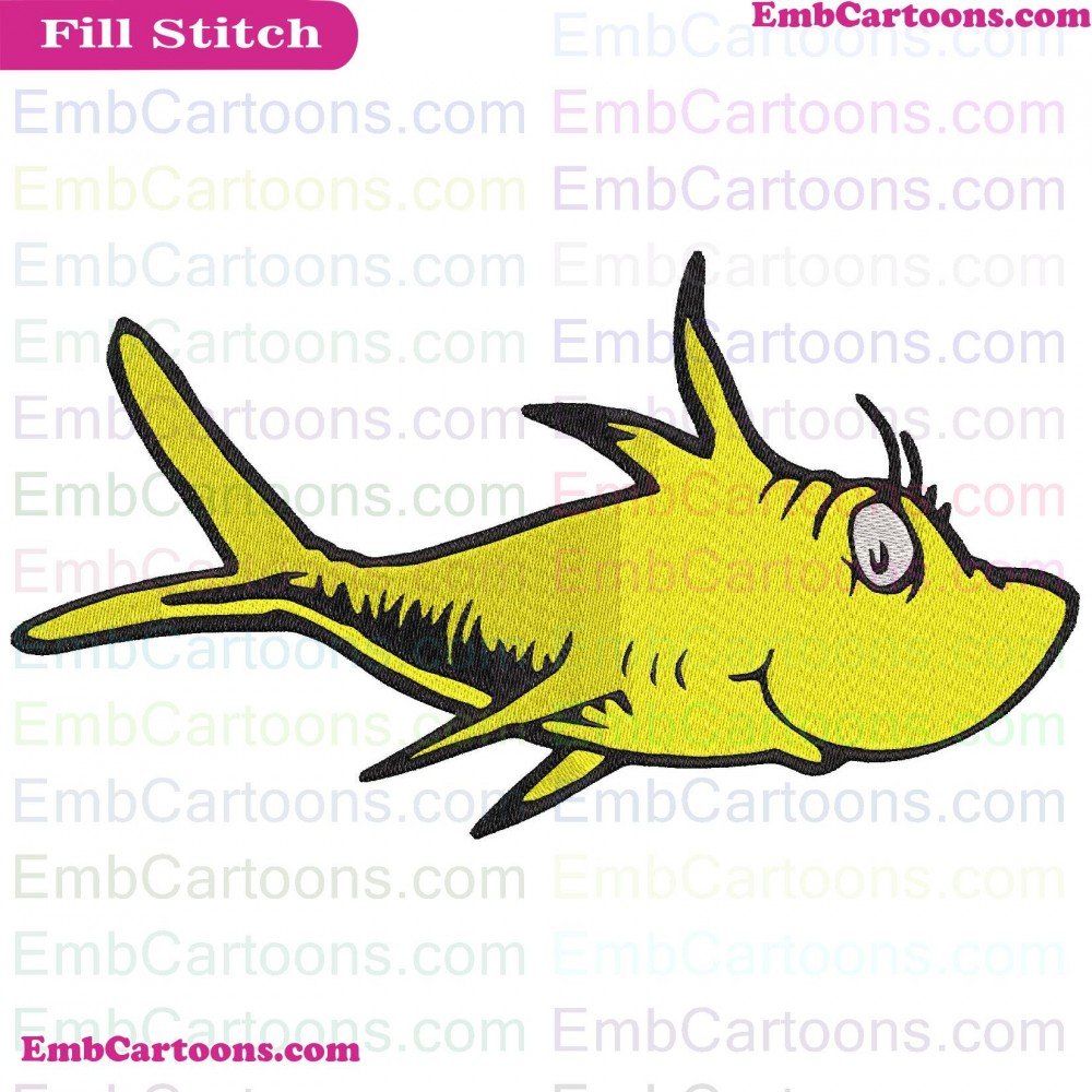 Fish Yellow Applique Design, Fish Yellow Embroidery Design, Yellow Dr Applique Design, Yellow Dr Embroidery Design, Dr Seuss Applique Design, Dr Seuss Embroidery Design, Seuss The Applique Design, Seuss The Embroidery Design, The Cat Applique Design, The 