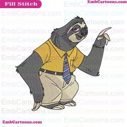 Flash Slothmore Zootopia Embroidery Design
