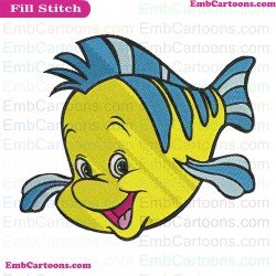 Flounder Little Mermaid Embroidery Design