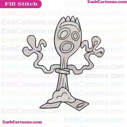 Forky Scary Outline Toy Story Embroidery Design