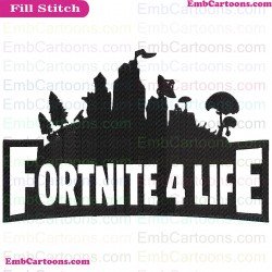 Fortnite 4 Life Silhouette Embroidery Design