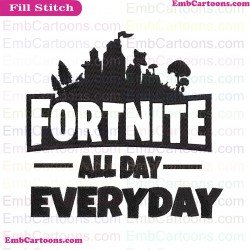 Fortnite All Day Silhouette Embroidery Design