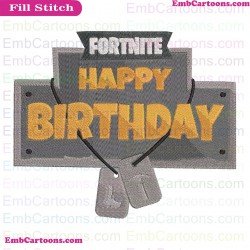 Fortnite Birthday Silhouette Embroidery Design 01