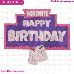 Fortnite Birthday Silhouette Embroidery Design 02