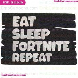 Fortnite Eat Sleep Fortnite Repeat Silhouette Embroidery Design 02