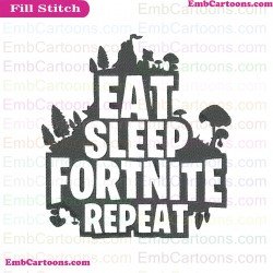Fortnite Eat Sleep Fortnite Repeat Silhouette Embroidery Design 05