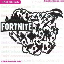Fortnite Eat Sleep Fortnite Repeat Silhouette Embroidery Design 07