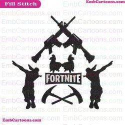 Fortnite Emotes And Logos Silhouette Embroidery Design 01