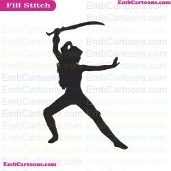 Fortnite Female Warrior Silhouette Embroidery Design