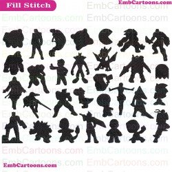 Fortnite Group Characters Silhouette Embroidery Design