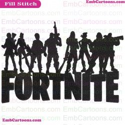 Fortnite Group Silhouette Embroidery Design 02