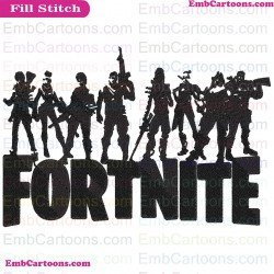 Fortnite Group Silhouette Embroidery Design 03