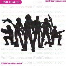 Fortnite Group Silhouette Embroidery Design 05